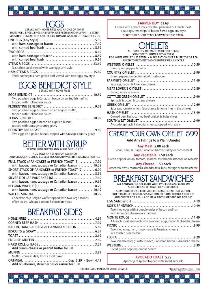 Bob's Restaurant Menu image 1